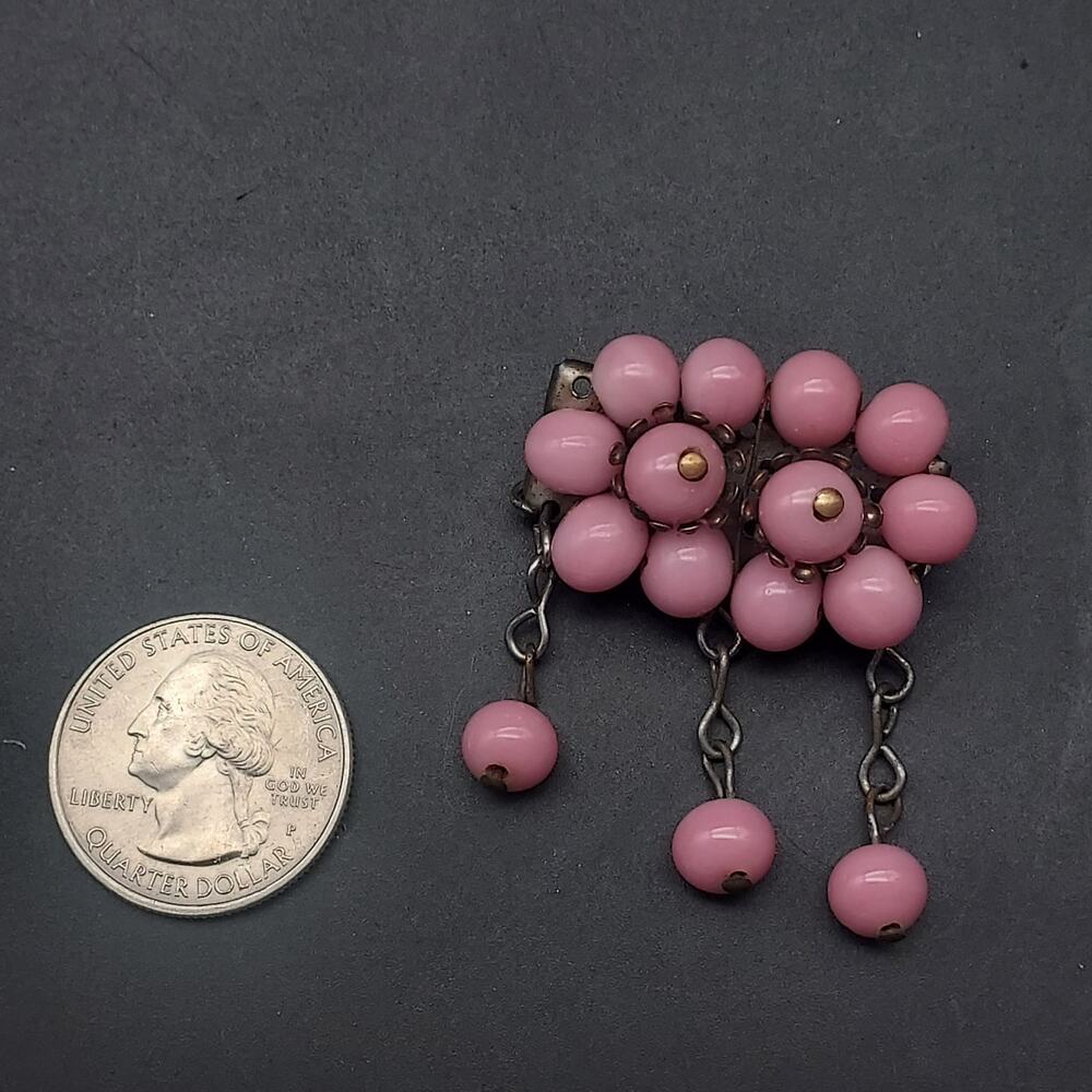 Miriam Haskell Brooch Early 1940s Unsigned Pink B… - image 6